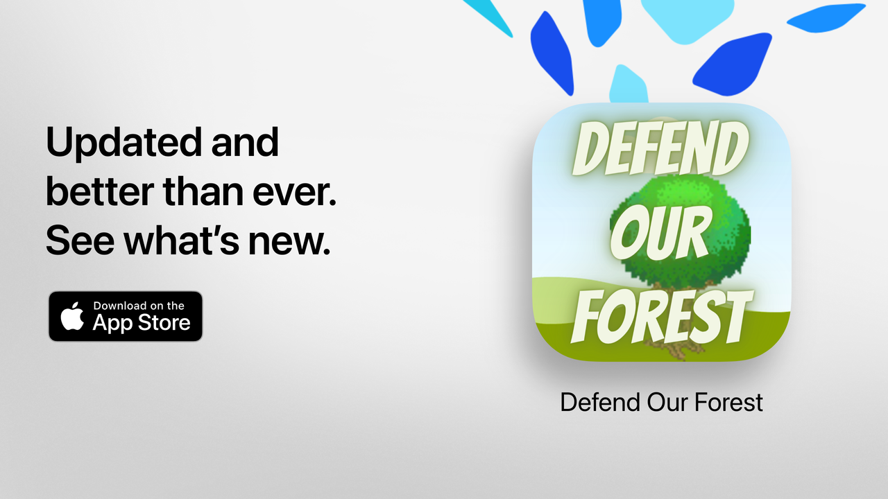 Horizontal promotional graphic for Defend Our Forest